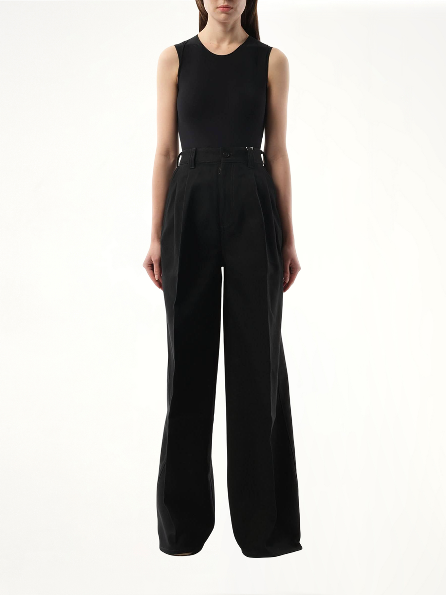 Heavy Cotton Wide Pants in Black