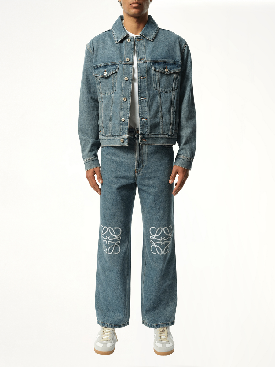 Anagram Denim Jacket in Mid Blue