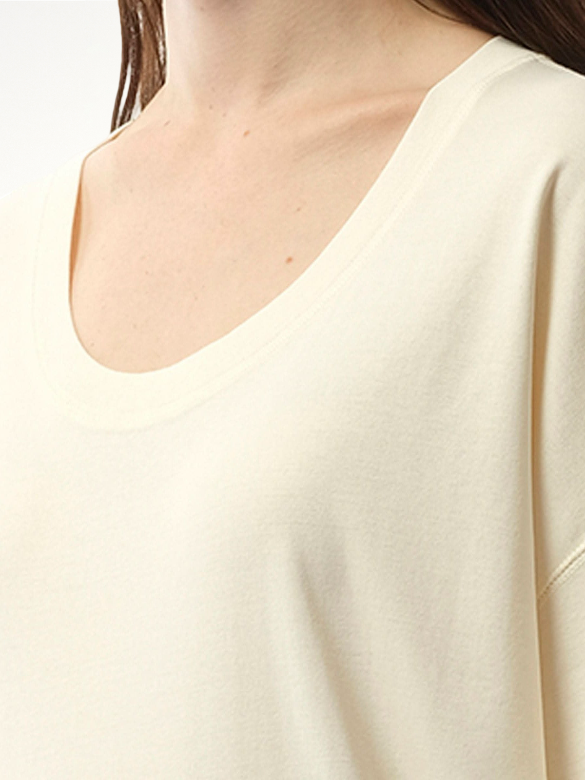 Rib T-Shirt in Light Cream