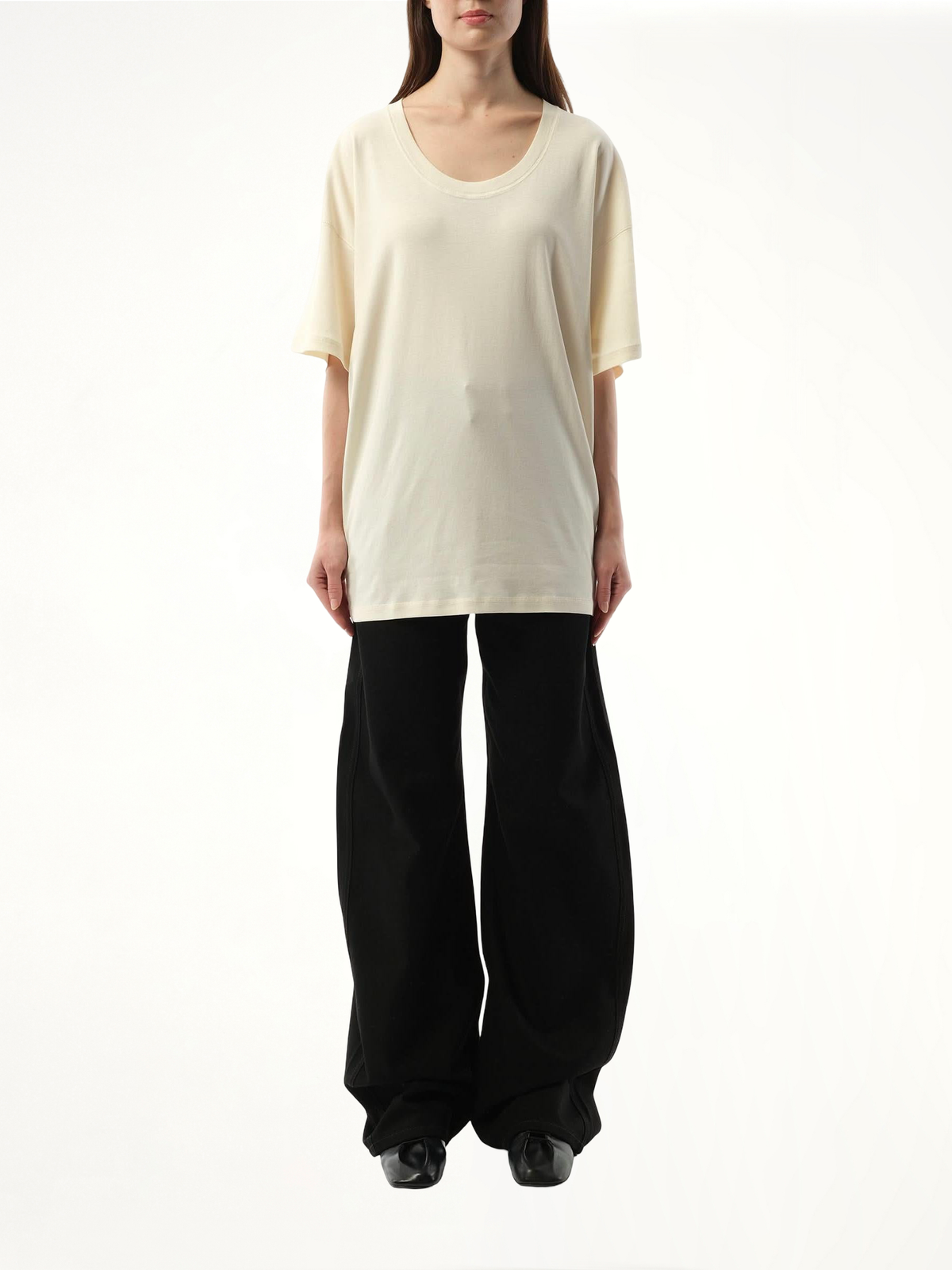 Rib T-Shirt in Light Cream