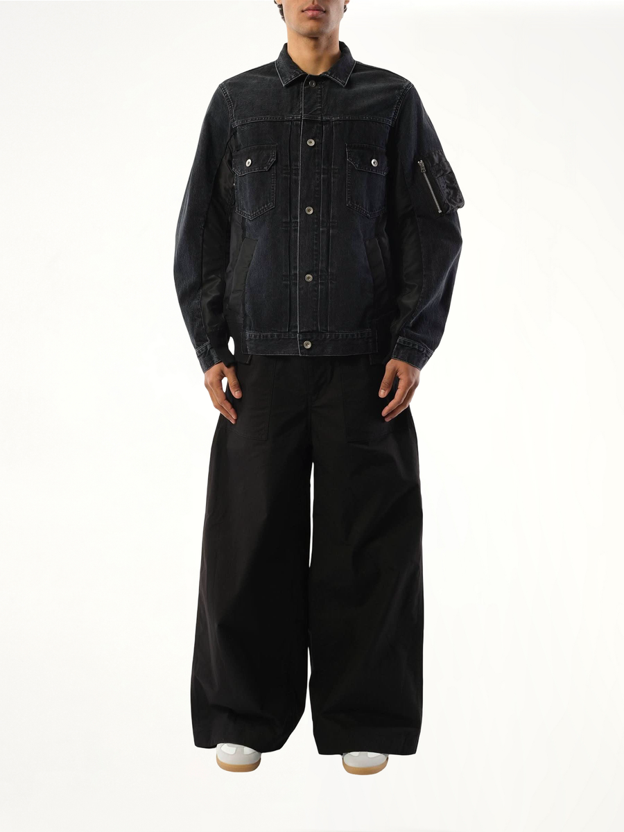 Denim Nylon Twill Jacket in Black