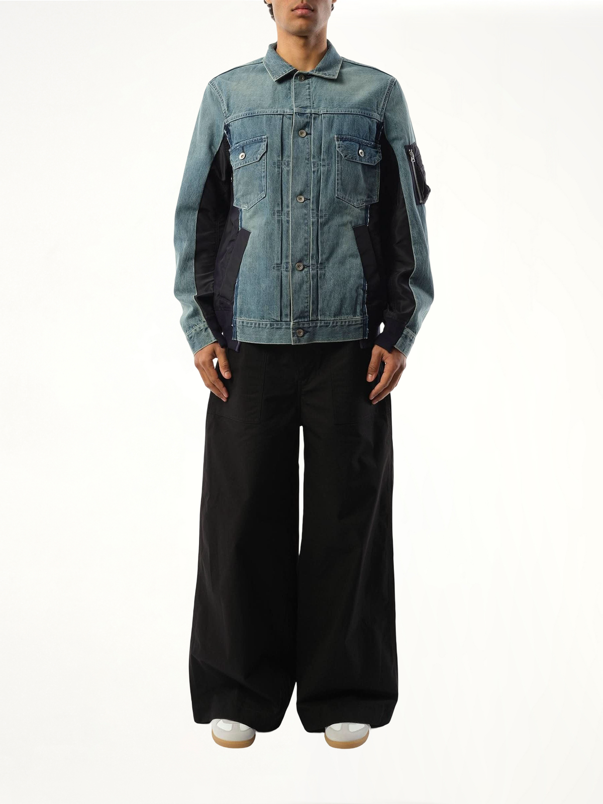 Denim Nylon Twill Jacket in Light Blue