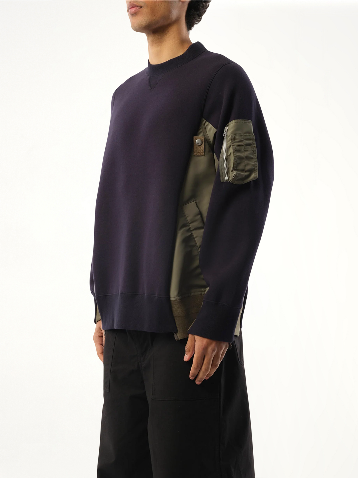 Sponge Sweat Nylon Twill Pullover in Navy/Khaki