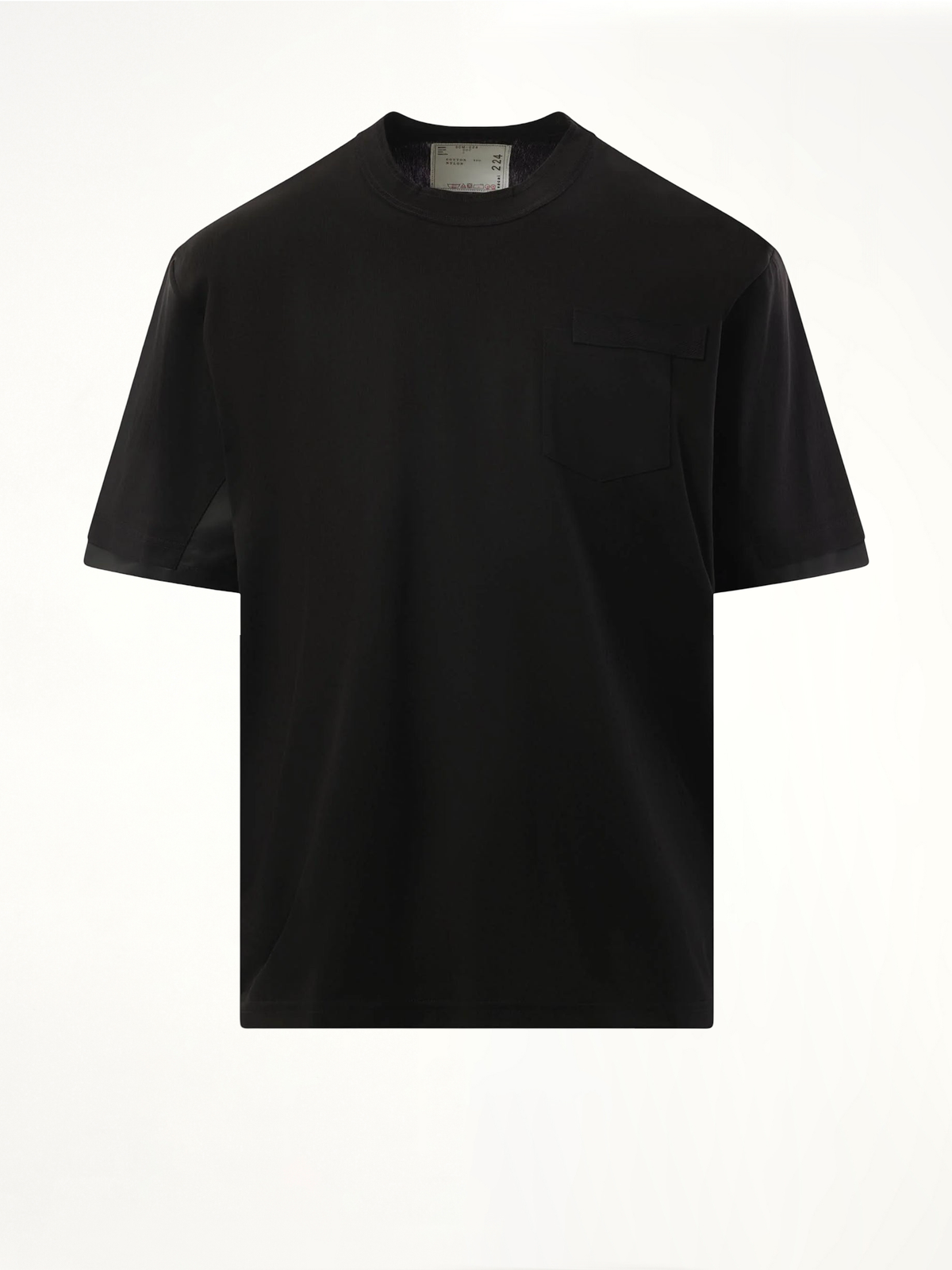 Nylon Twill Cotton Jersey T-Shirt in Black