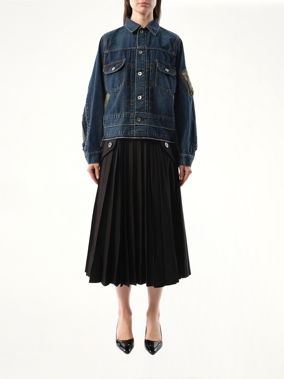 Denim Nylon Twill Jacket in Blue