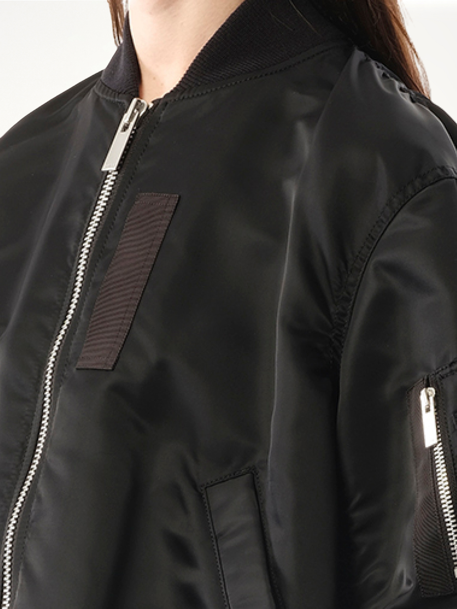 Nylon Twill Bomber Jacket in Black