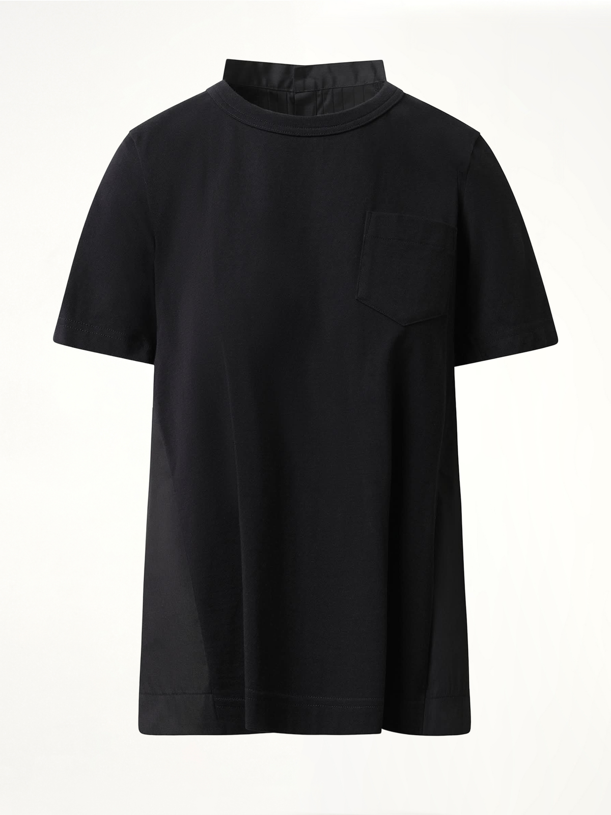 Cotton Poplin Cotton Jersey T-Shirt in Black
