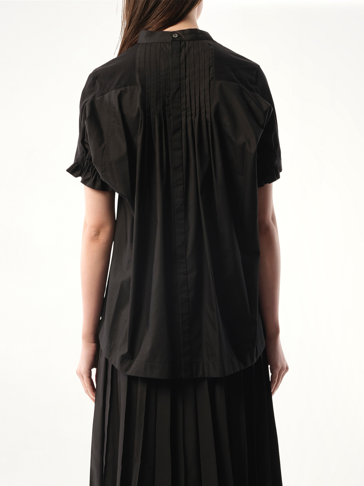 Cotton Poplin Cotton Jersey T-Shirt in Black