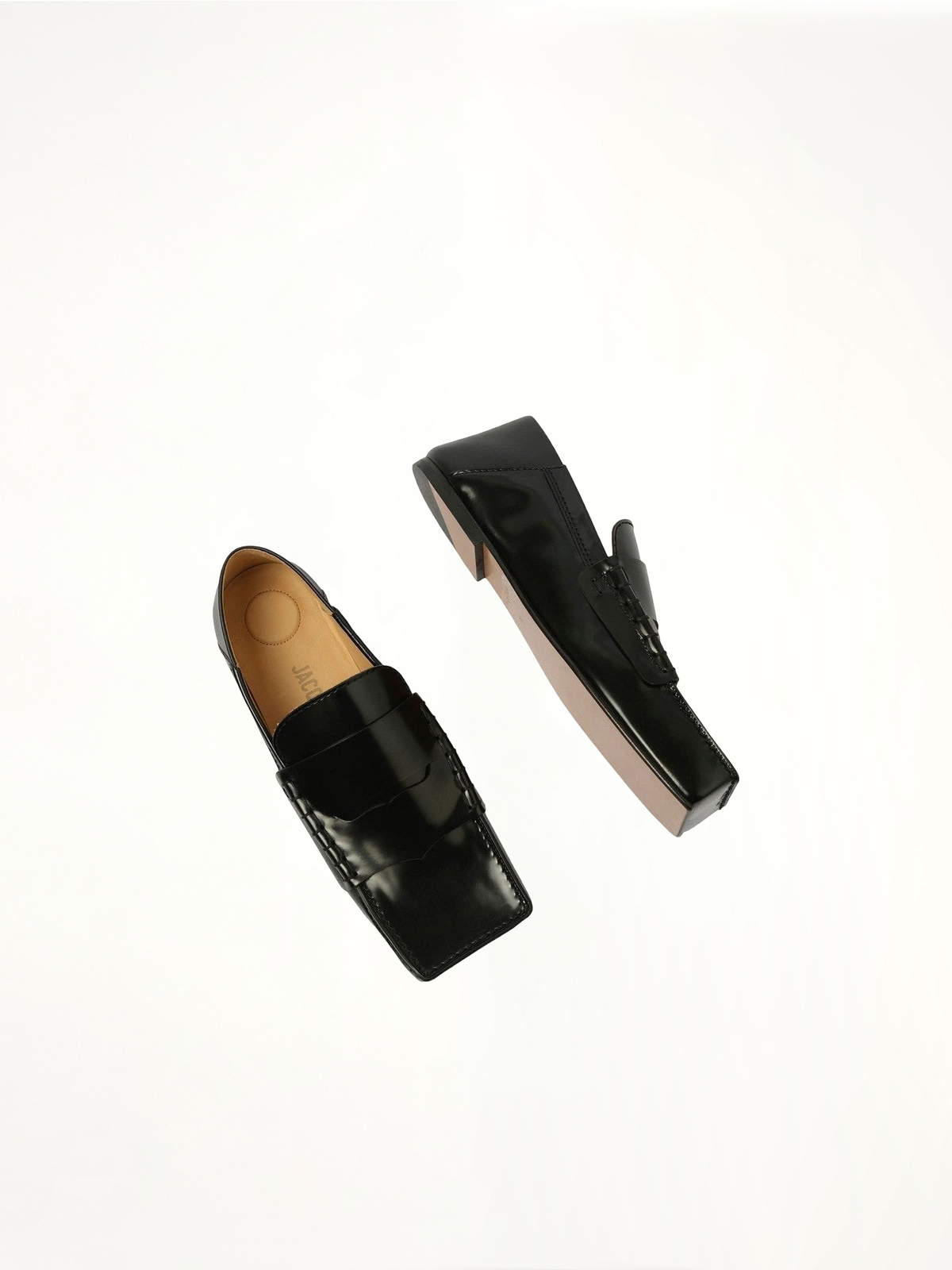 Les Moccasins Carre in Black Top View | JACQUEMUS