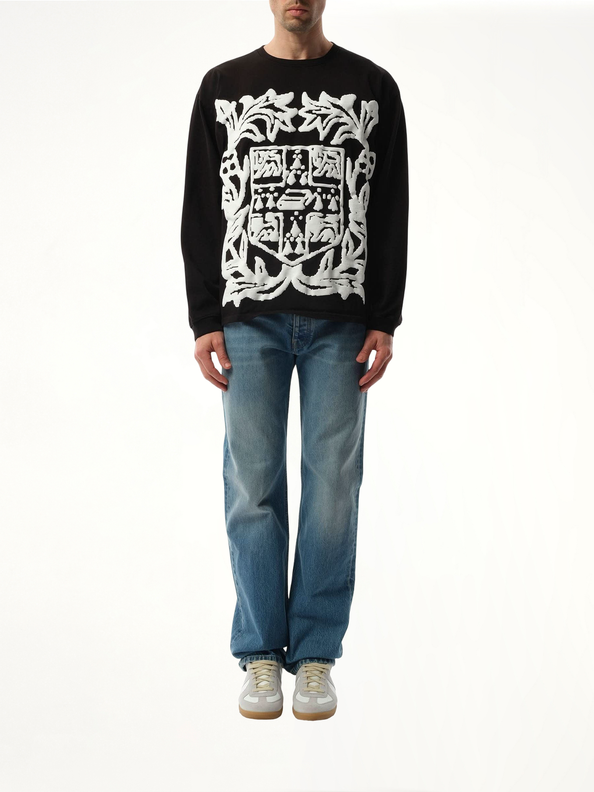 Rhude Long Sleeve T-Shirt in White/Black