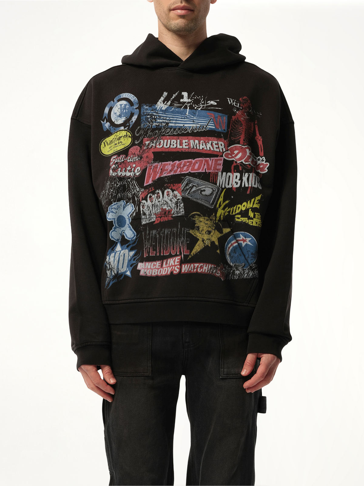 Vintage Collage Hoodie in Black