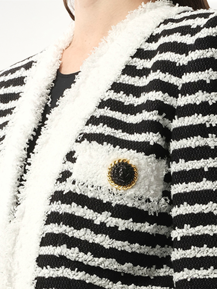 4PKT Mariniere Tweed Jacket in Black/White