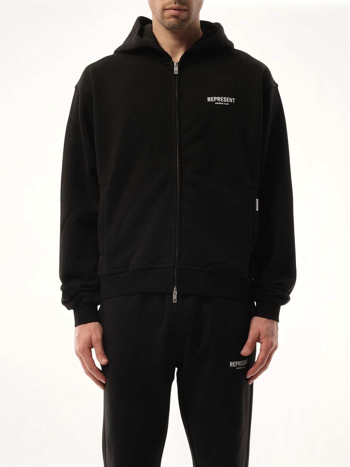 Represent Owners Club Zip Hoodie in Black