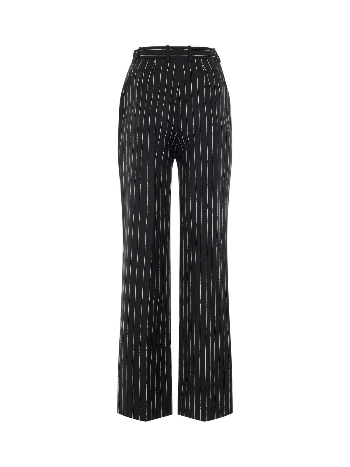 Certified Broken Stripe Wool Pants in Black