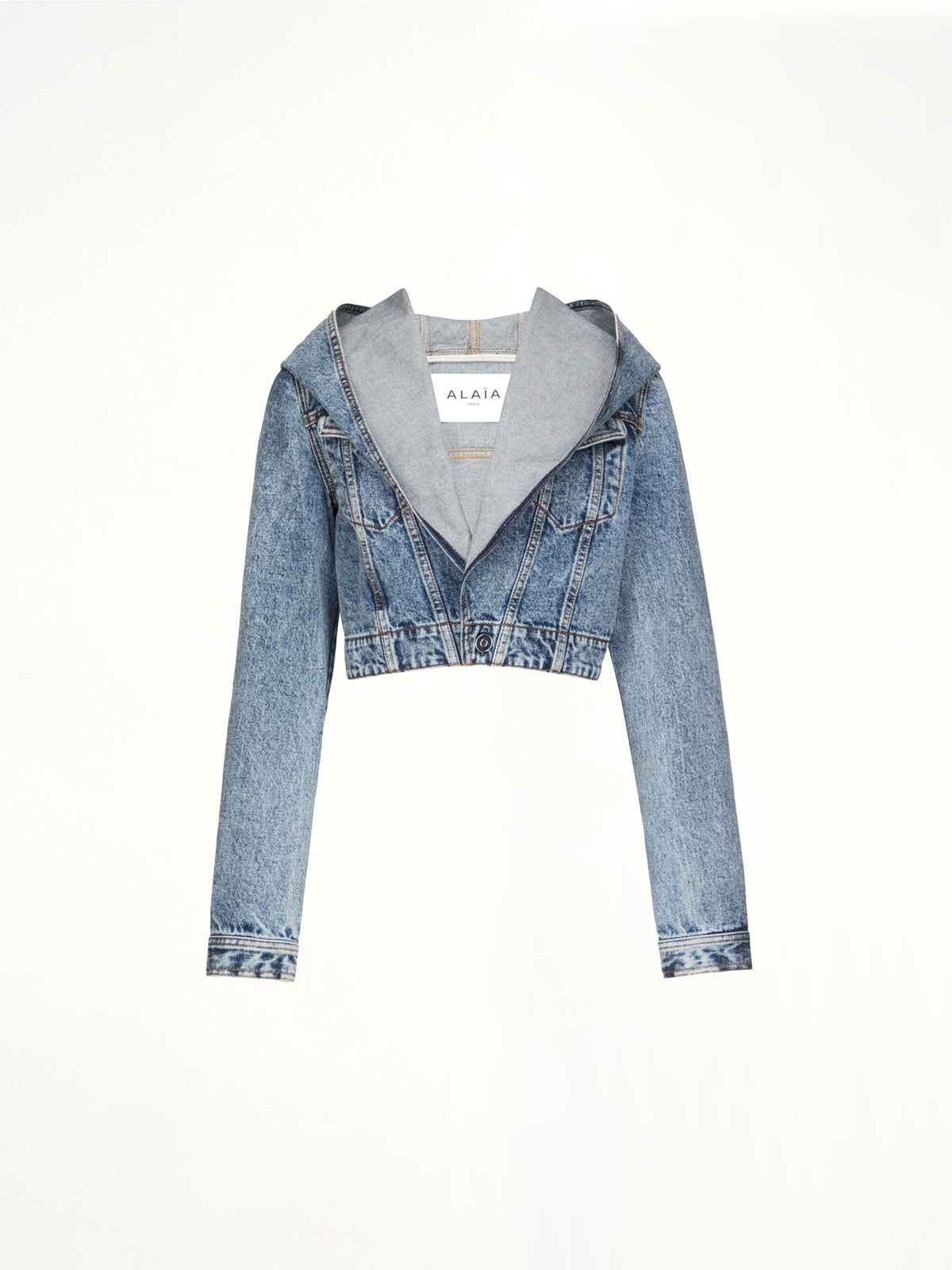 Hooded Jacket in Blue Denim