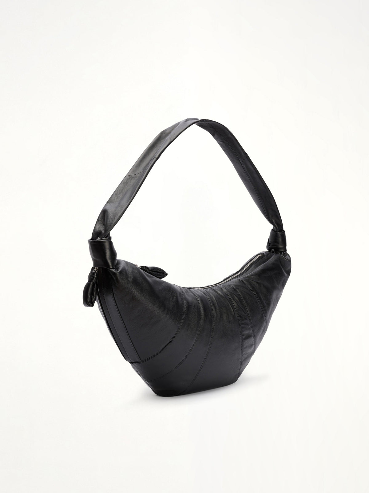 Croissant Large Soft Nappa Bag in Black