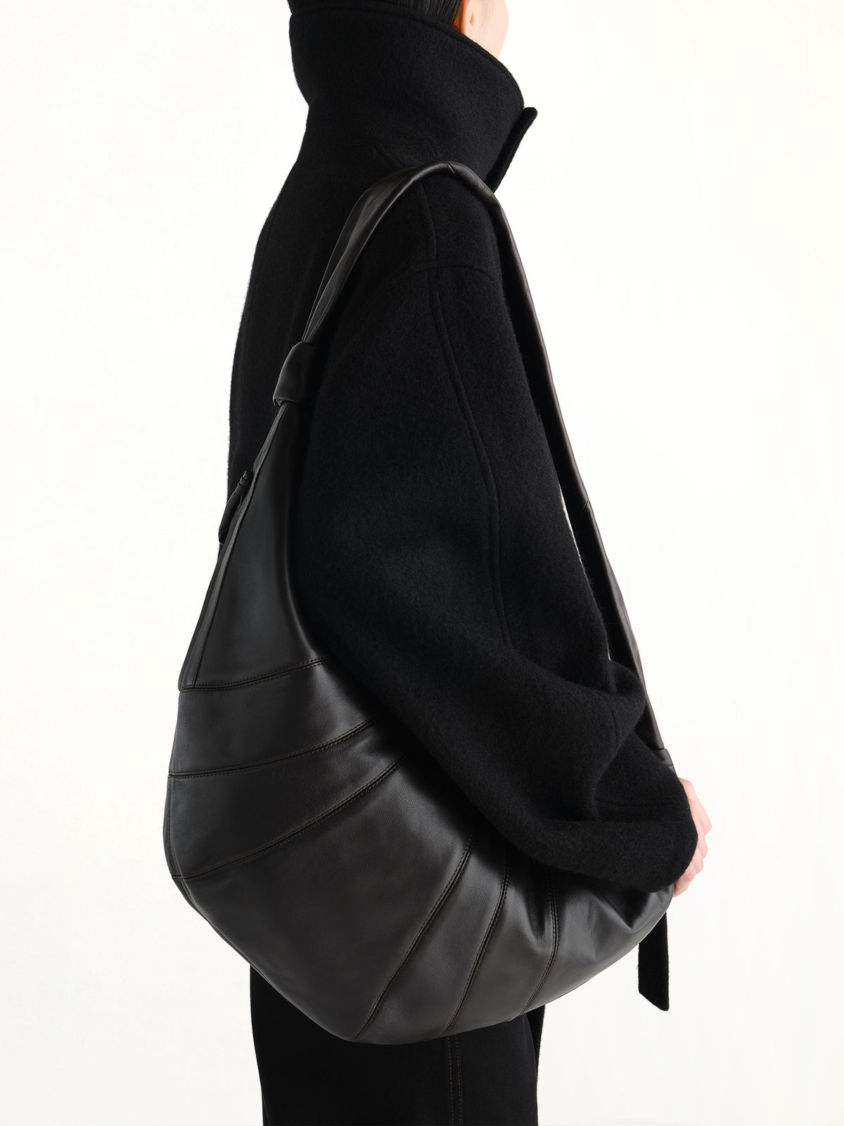 Croissant Large Soft Nappa Leather Bag in Dark Chocolate
