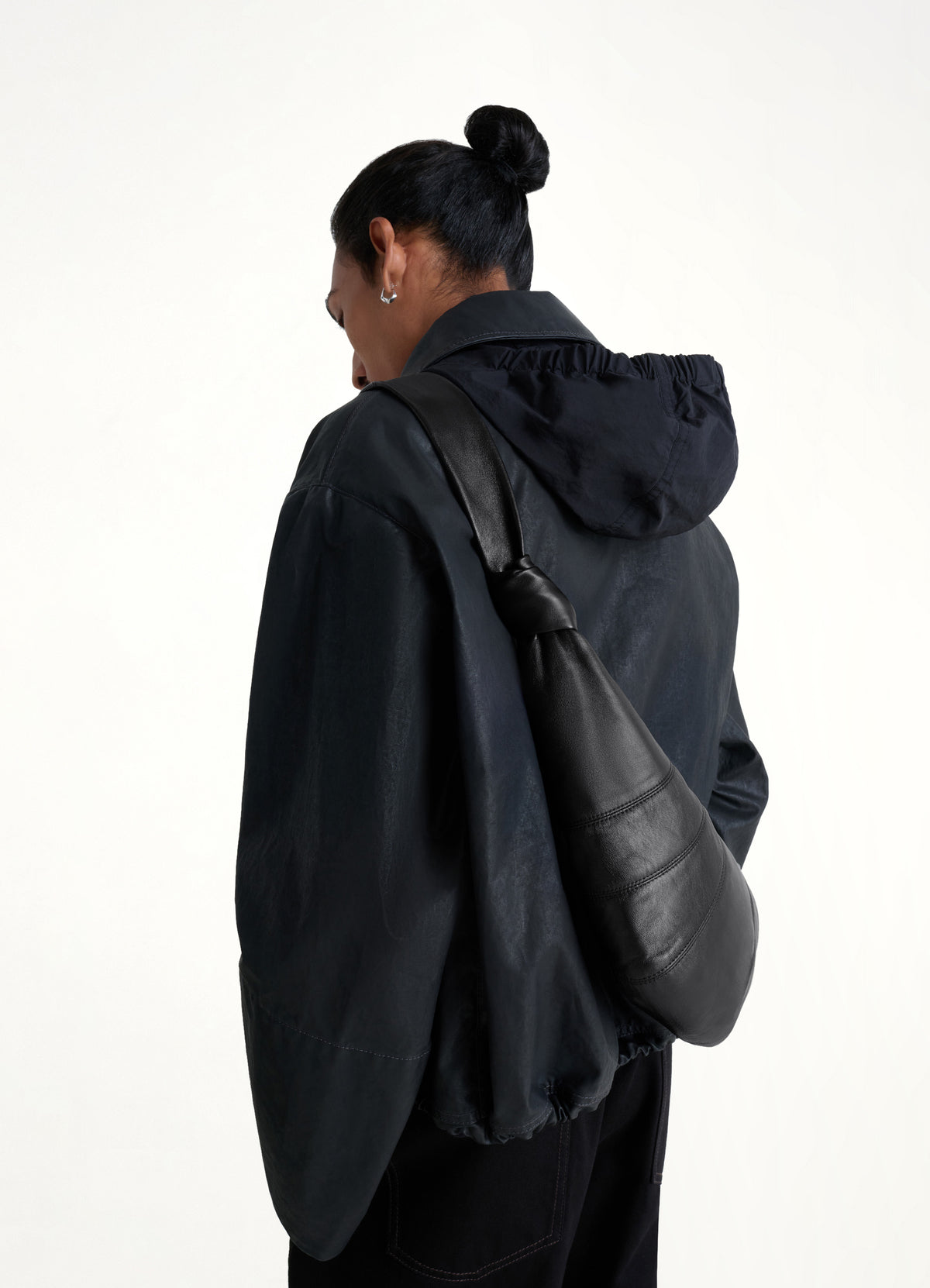 Lambskin Medium Croissant Bag in Black