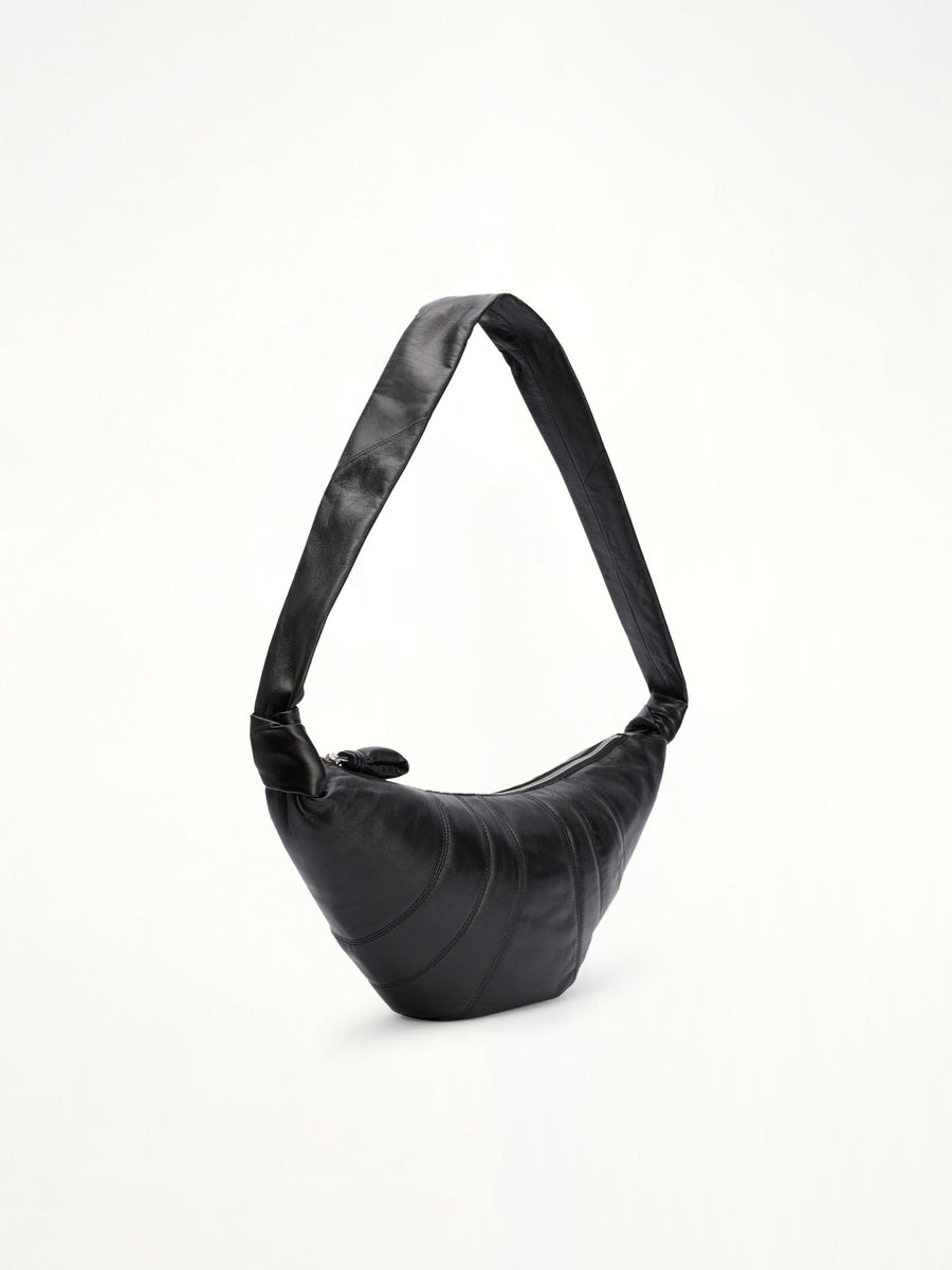 Lambskin Medium Croissant Bag in Black