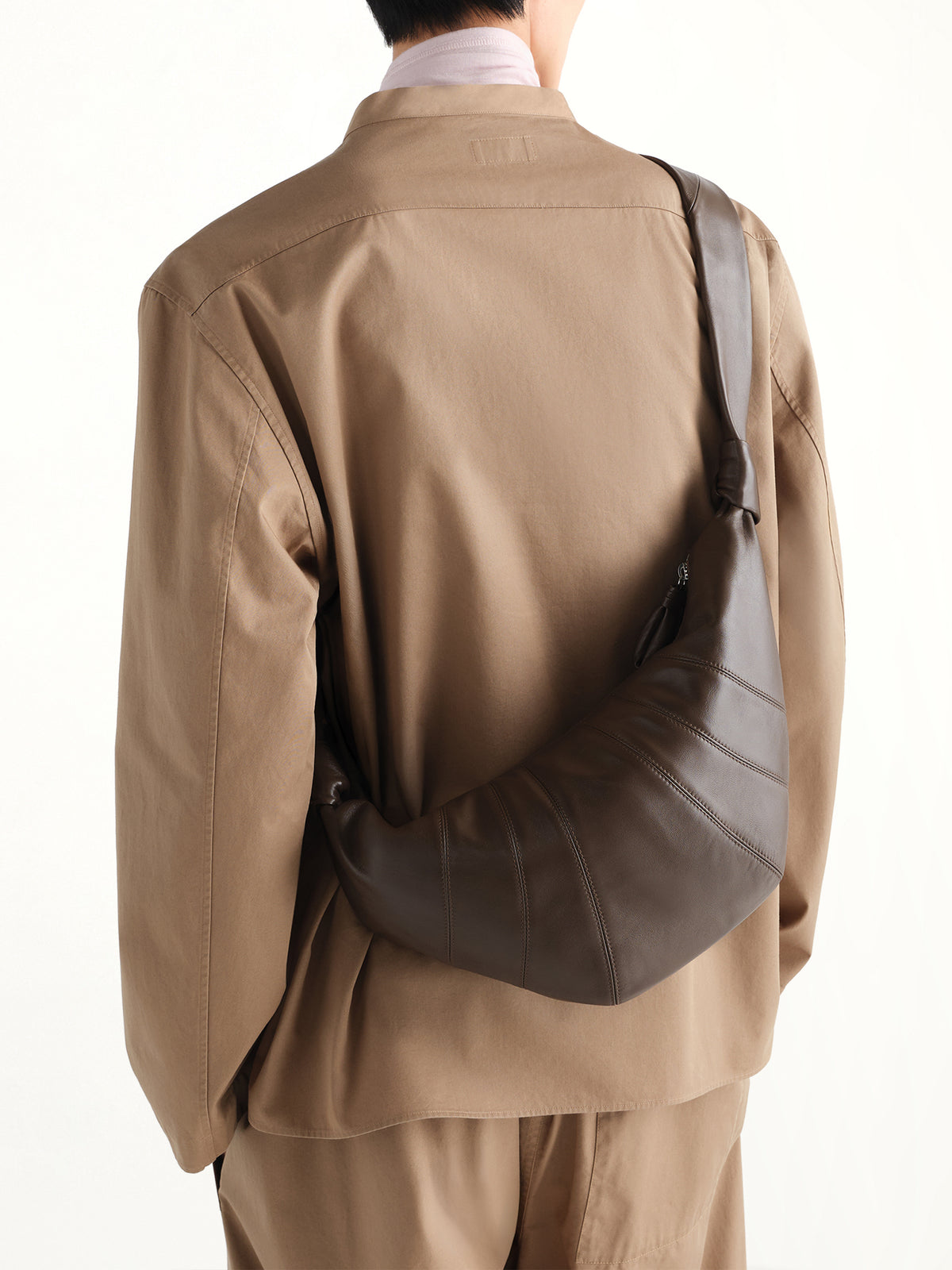 Croissant Medium Soft Nappa Leather Bag in Otter