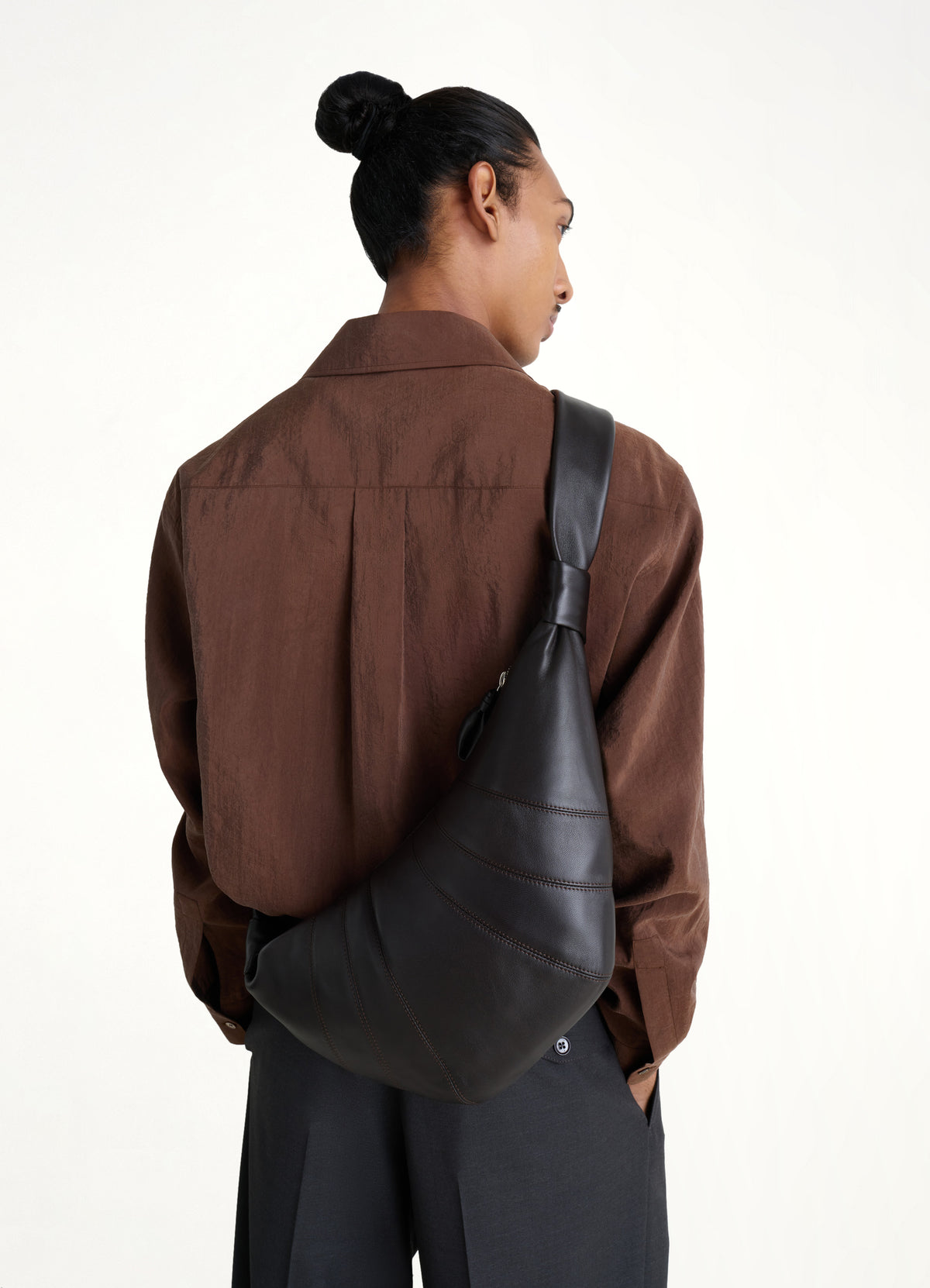 Croissant Medium Soft Nappa Leather Bag in Dark Chocolate