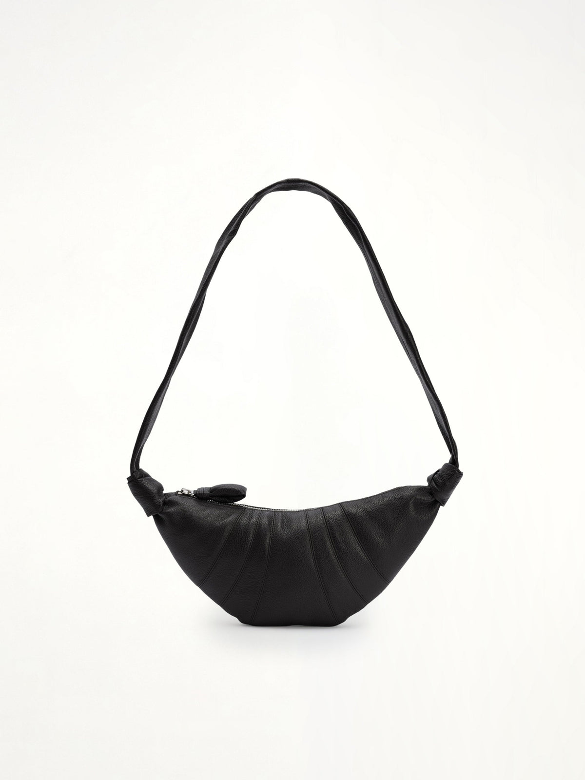 Cowhide Small Croissant Bag in Black