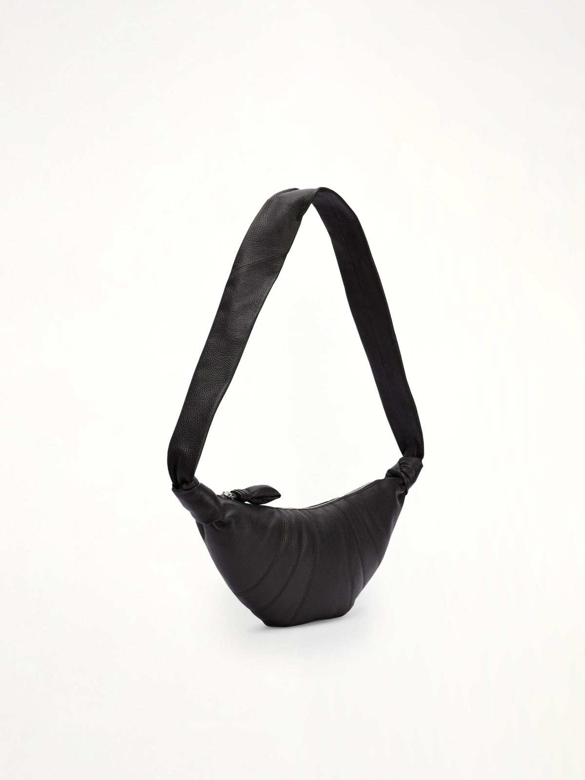 Cowhide Small Croissant Bag in Black
