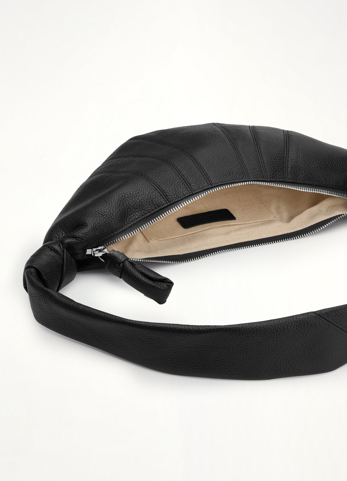 Cowhide Small Croissant Bag in Black