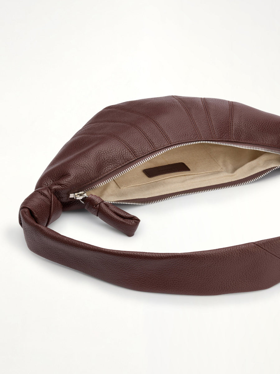 Cowhide Small Croissant Bag in Roasted Pecan