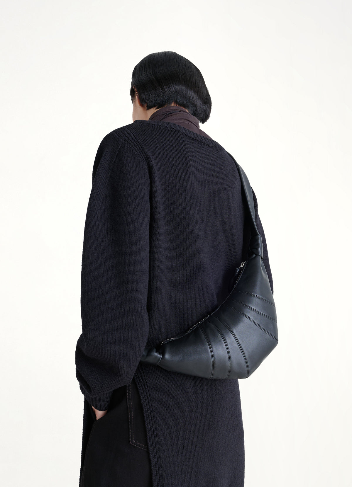 Lambskin Small Croissant Bag in Black