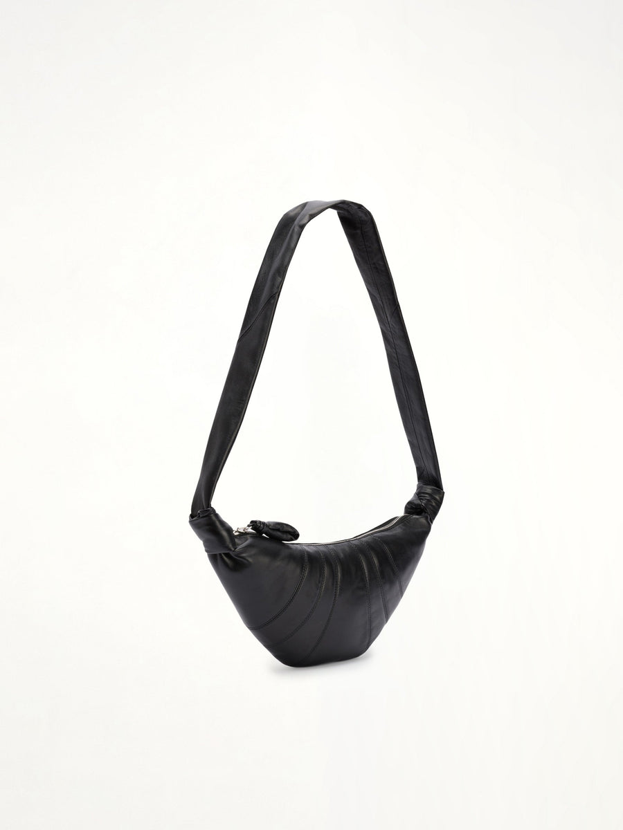 Lambskin Small Croissant Bag in Black