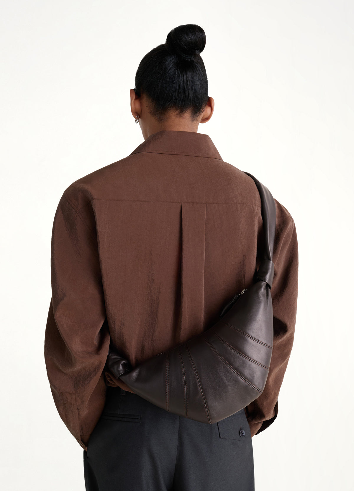 Croissant Small Soft Nappa Leather Bag in Dark Chocolate