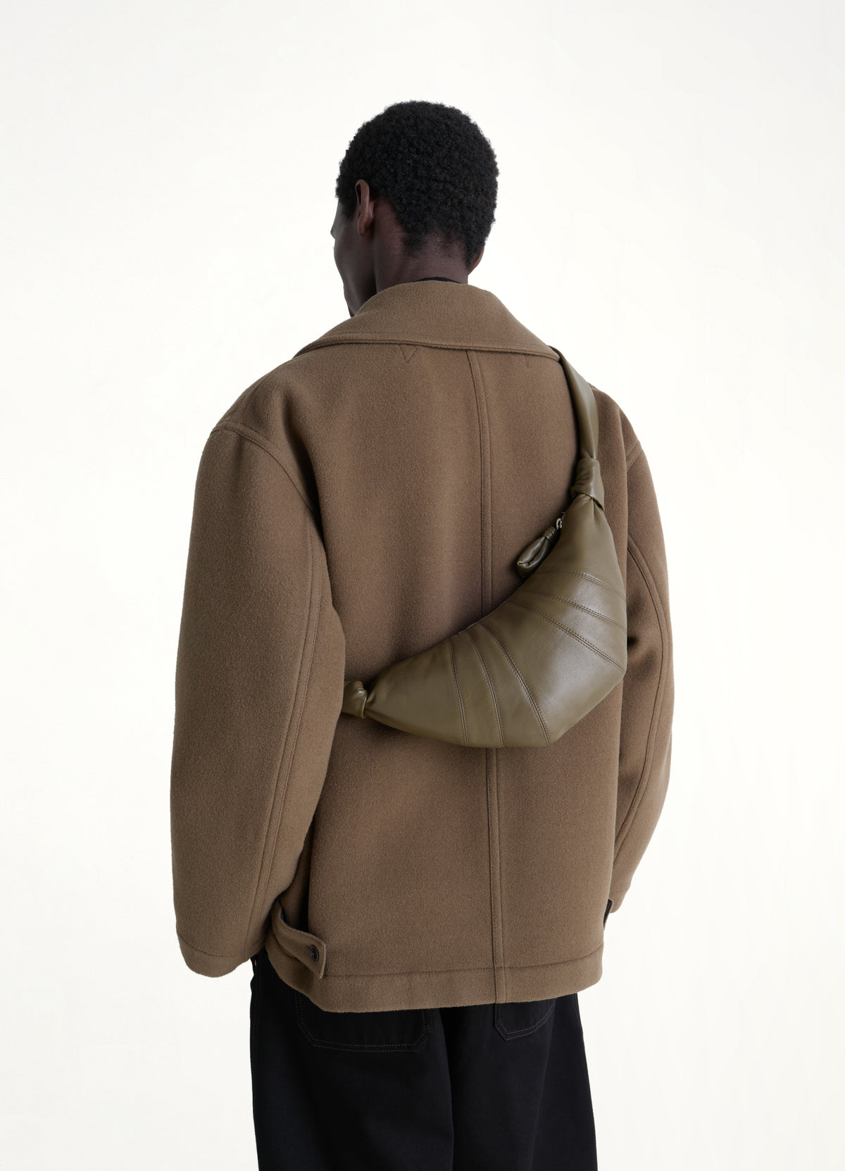 Lambskin Small Croissant Bag in Dark Khaki