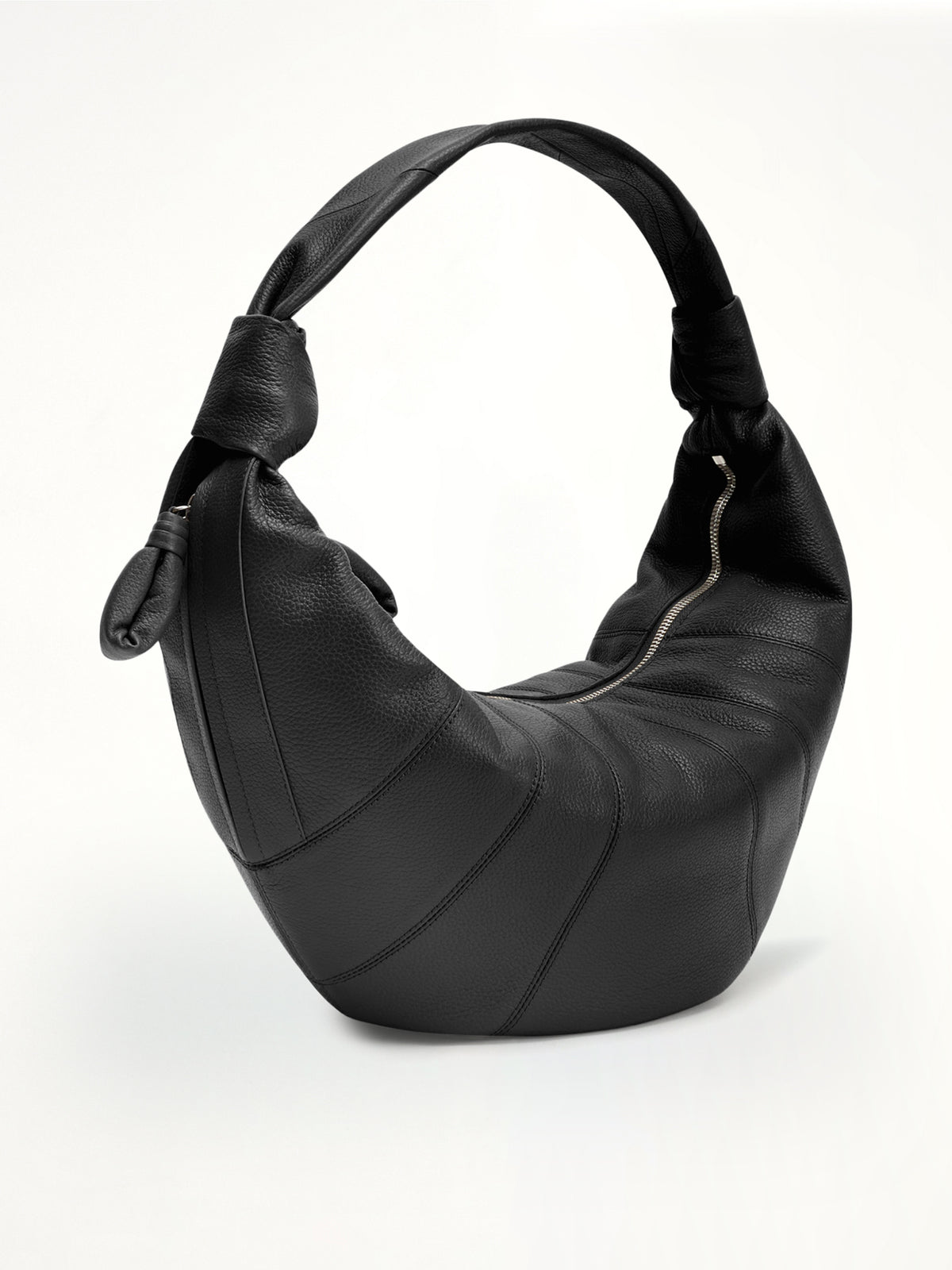 Cowhide Fortune Croissant Bag in Black