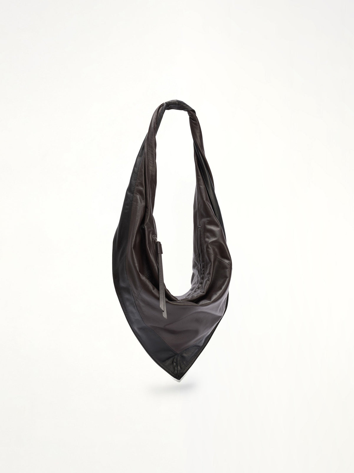 Scarf Small Soft Nappa Leather Bag in Black/Dark Chocolate