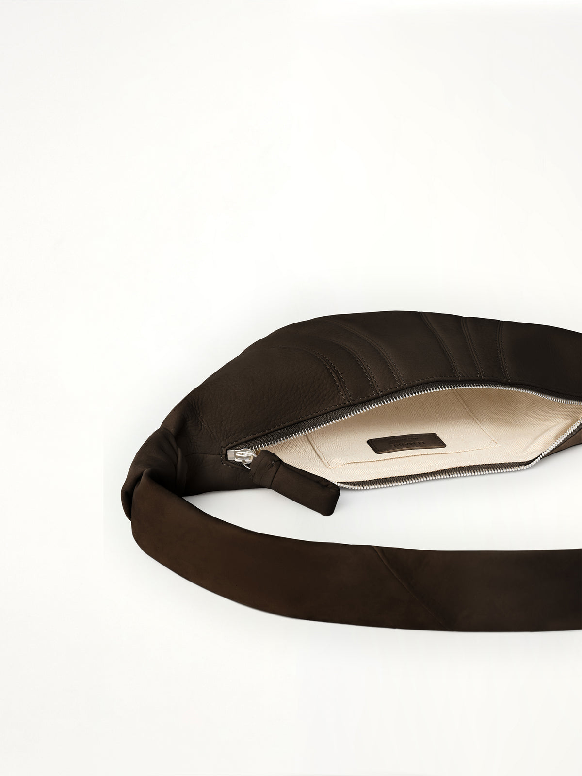 Croissant Small Alpaca Nubuck Bag in Ebony Brown