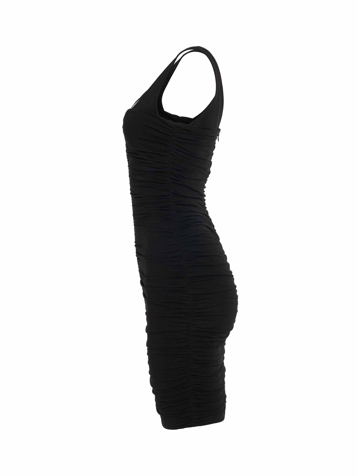 Shiny Crepe Jersey Midi Dress in Black