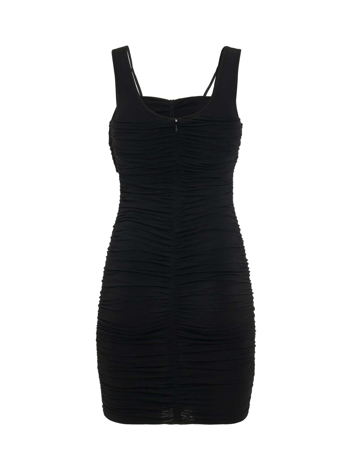 Shiny Crepe Jersey Midi Dress in Black