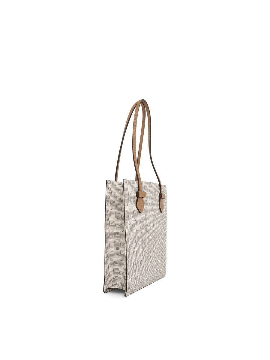 Cannes Vertical Tote MM with Stripes in Champagne