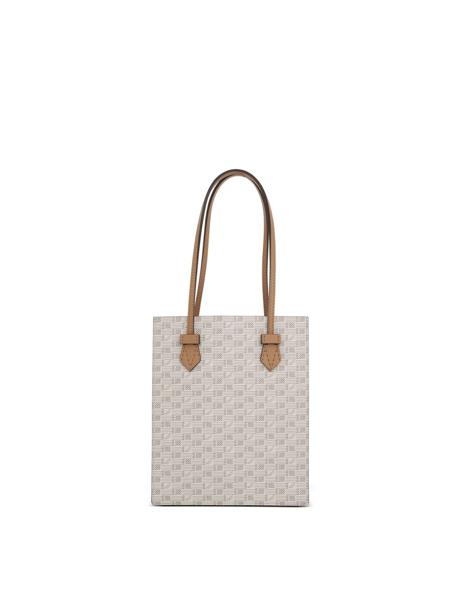 Cannes Vertical Tote MM with Stripes in Champagne