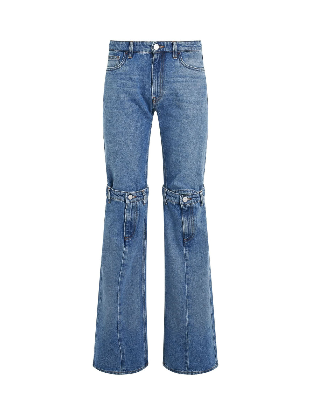 Open Knee Jeans in Washed Blue