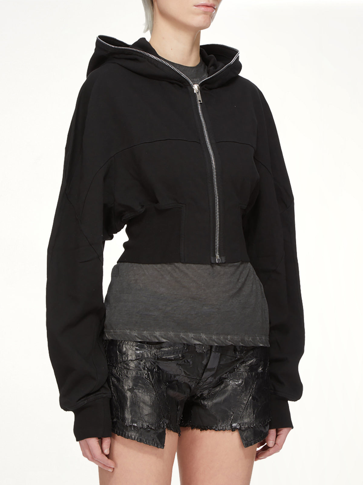 Compact Jersey Collage Gimp Hoodie in Black