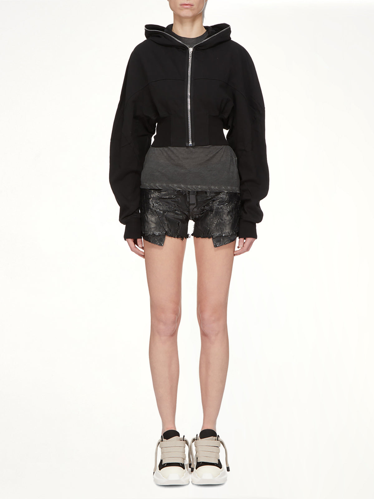 Compact Jersey Collage Gimp Hoodie in Black