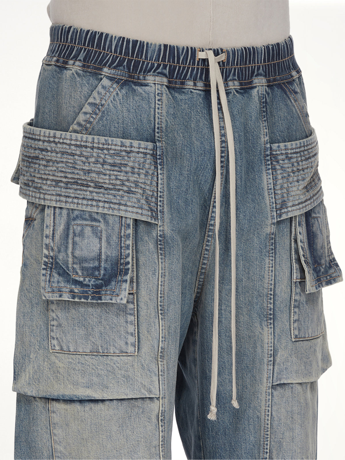Creatch Wide Cargo Drawstring in Washed Indigo