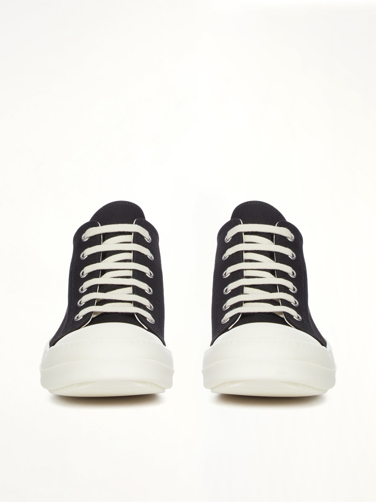 Denim Low Sneaks in Black/Milk Back View | RICK OWENS DRKSHDW