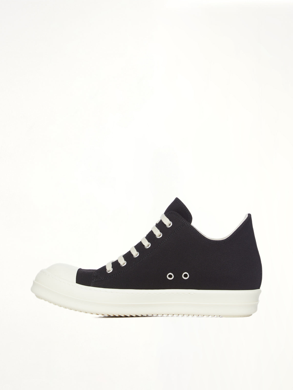 Denim Low Sneaks in Black/Milk Top View | RICK OWENS DRKSHDW