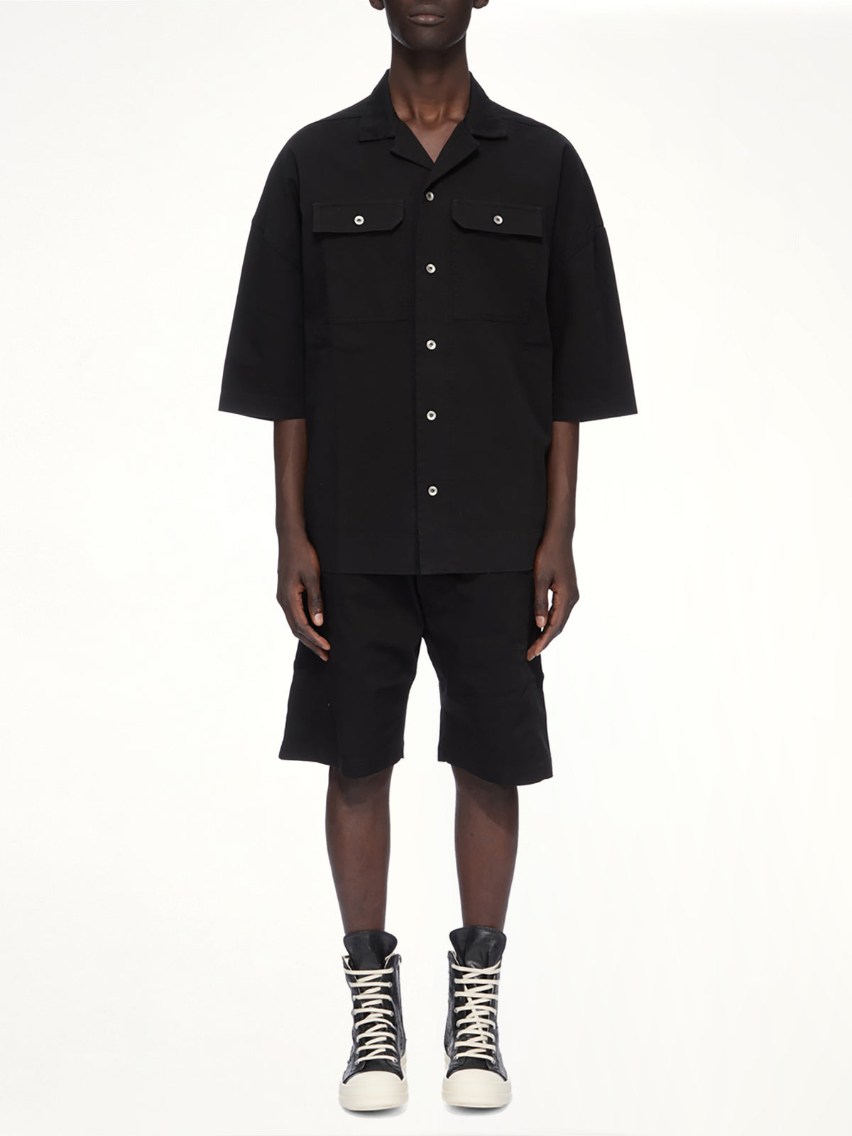 Cotton Twill Magnum Tommy Shirt in Black
