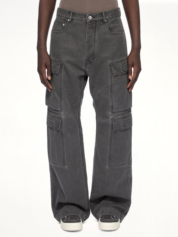 Cotton Canvas Double Cargo Jeans in Gravel