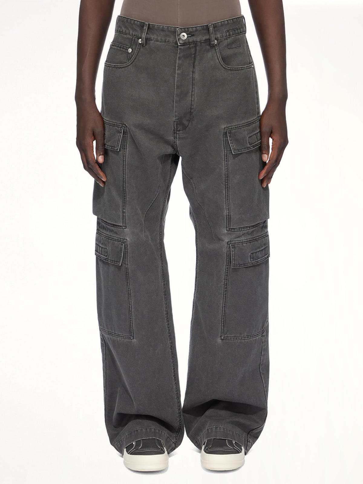 Cotton Canvas Double Cargo Jeans in Gravel