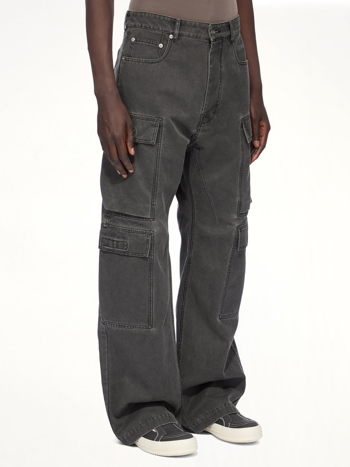 Cotton Canvas Double Cargo Jeans in Gravel